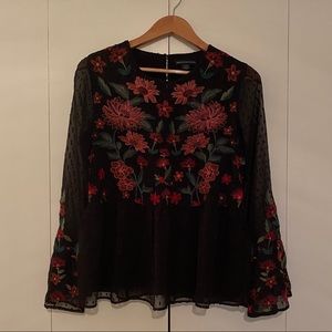 Embroidered long sleeve blouse